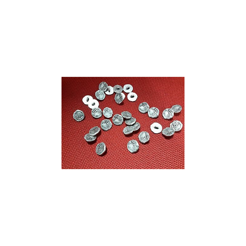 N. 10 Bottoni in metallo colore argento anticato foro dietroi mm 15 circa