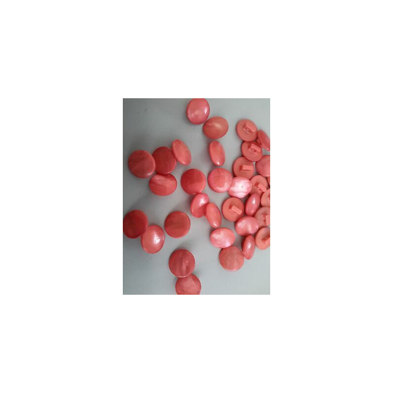 n 10 Bottoni rotondi in plastica colore rosso chiaro cm 1,5 foro dietro