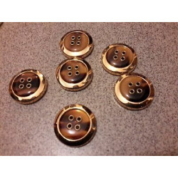 N. 8 Bottoni rotondi bellissimi colore marrone e oro 4 fori mm 27 circa