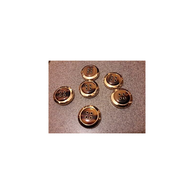 N. 8 Bottoni rotondi bellissimi colore marrone e oro 4 fori mm 27 circa