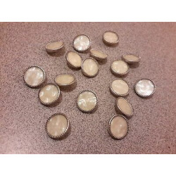 N. 10 Bottoni bellissimi tondi in metallo colore argento e beige foro diet