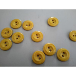 n 11 Bottoni rotondi in plastica colore giallo ocra cm 1,4 a 2 fori