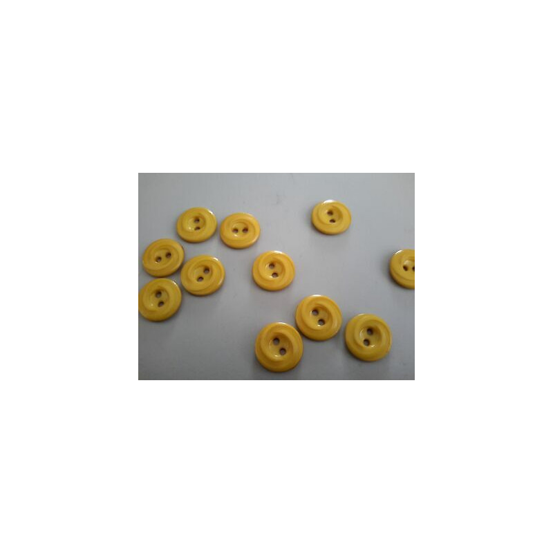 n 11 Bottoni rotondi in plastica colore giallo ocra cm 1,4 a 2 fori