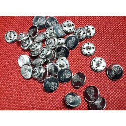N. 10 Bottoni rotondi in metallo colore argento con stemma foro dietroi mm