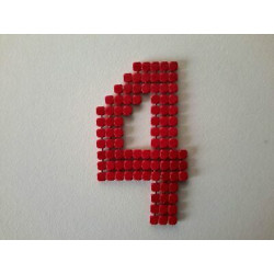 n 1 Applicazione decoro numero 4 in strass da cucire colore rosso cm 2,5x5