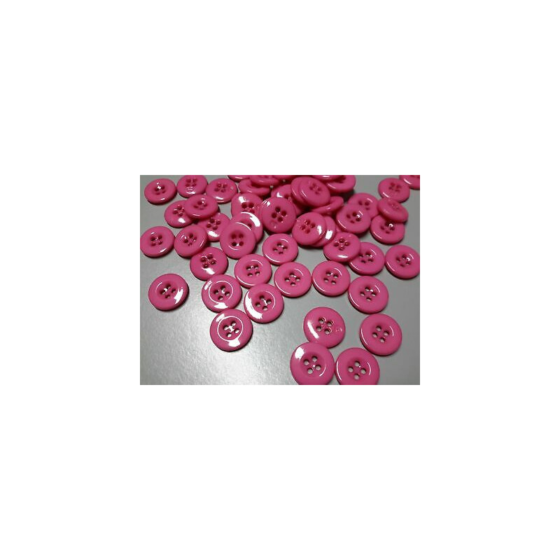 N. 60 Bottoni rotondi in plastica colore rosa 4 fori mm 14 circa