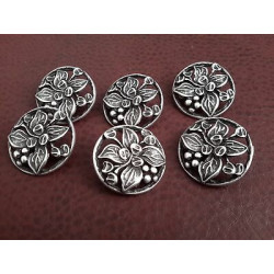 n 5 Bottoni rotondi in metallo colore argento anticato foro dietro mm 27 c