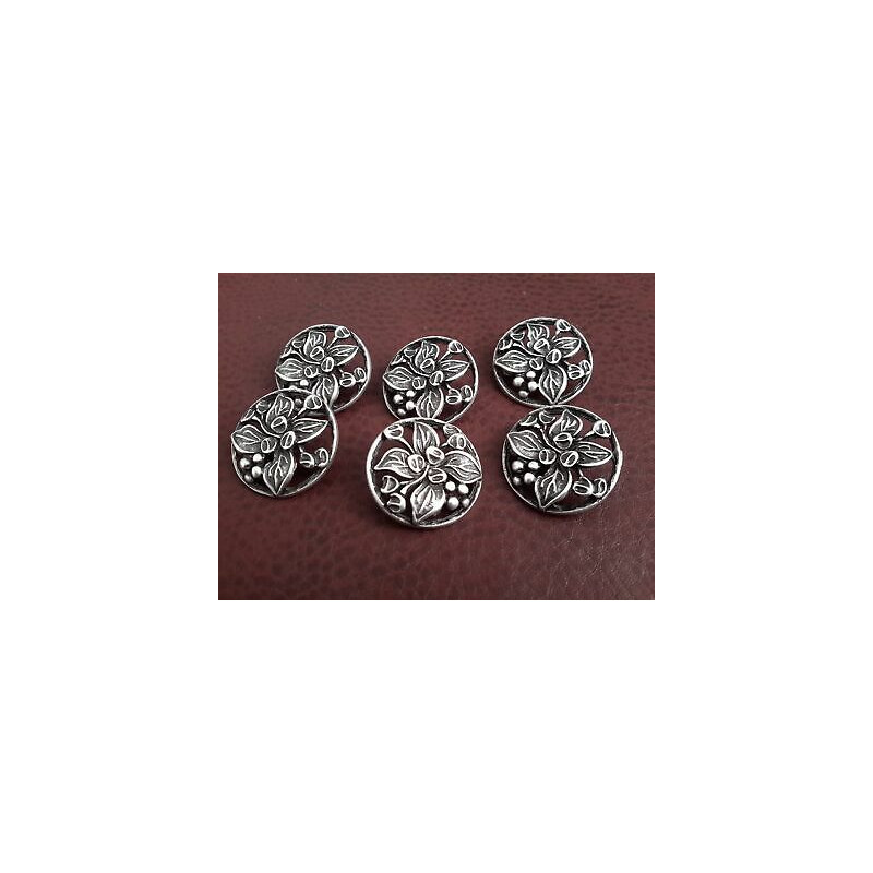 n 5 Bottoni rotondi in metallo colore argento anticato foro dietro mm 27 c