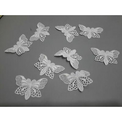 N.10 applicazioni a farfalla in tessuto bianco cm 5,5x4 circa