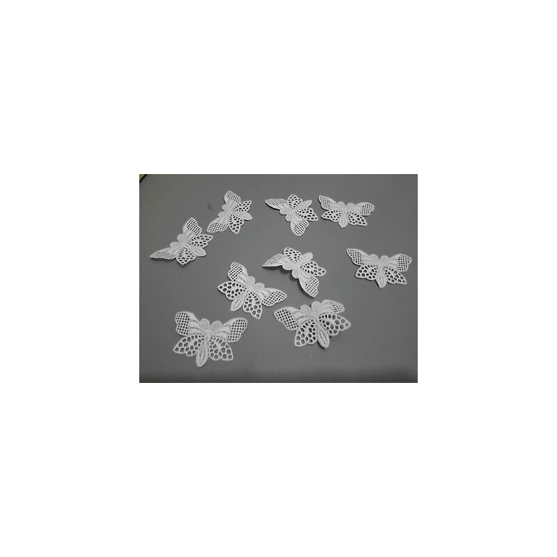 N.10 applicazioni a farfalla in tessuto bianco cm 5,5x4 circa