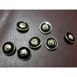 N. 5 Bottoni bellissimii rotondi in metallo colore oro e nero foro dietro 