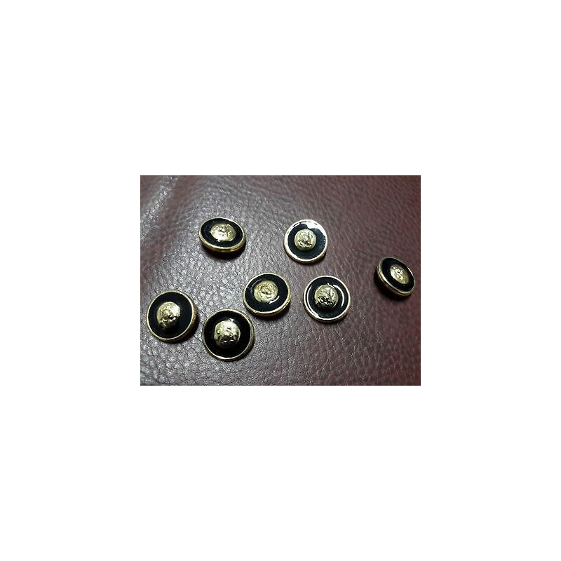 N. 5 Bottoni bellissimii rotondi in metallo colore oro e nero foro dietro 