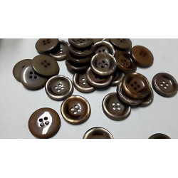 N. 60 Bottoni rotondi in plastica colore marroncino 4 fori mm 24 circa