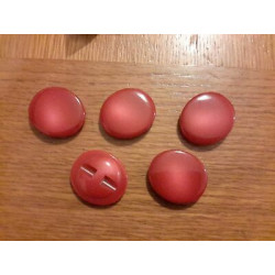 N. 5 Bottoni bellissimi ovali in plastica colore rosso sfumato foro dietro