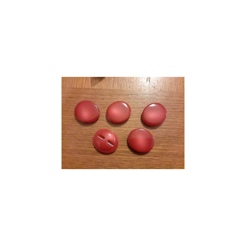 N. 5 Bottoni bellissimi ovali in plastica colore rosso sfumato foro dietro
