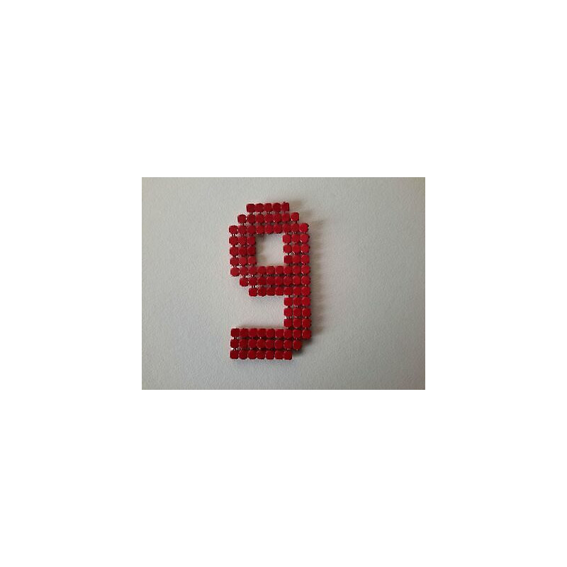 n 1 Applicazione decoro numero 9 in strass da cucire colore rosso cm 2,5x5