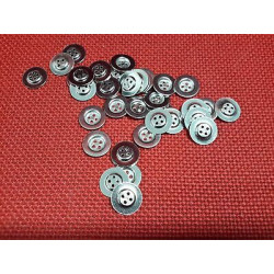 N. 10 Bottoni rotondi in metallo colore argento 4 fori mm 15 circa
