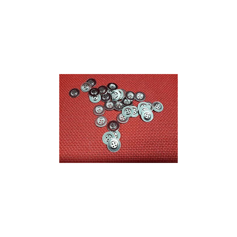 N. 10 Bottoni rotondi in metallo colore argento 4 fori mm 15 circa