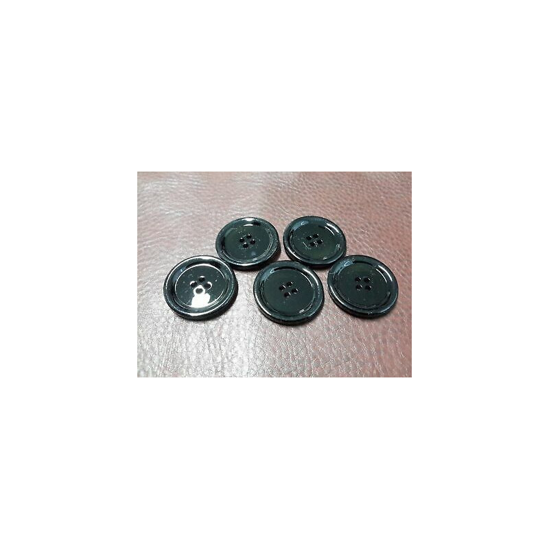 n 10 Bottoni rotondi in plastica colore nero lucido 4 fori mm 32 circa