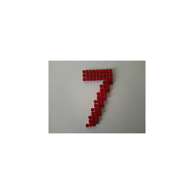 n 1 Applicazione decoro numero 7 in strass da cucire colore rosso cm 2,5x5