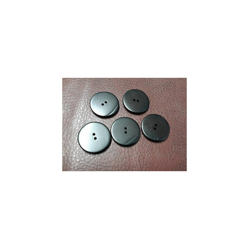 n 5 Bottoni rotondi in plastica colore nero opaco 2 fori mm 31 circa