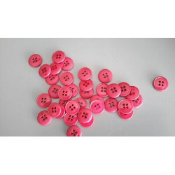 N. 10 Bottoni rotondi in plastica colore fuxia 4 fori mm 15 circa