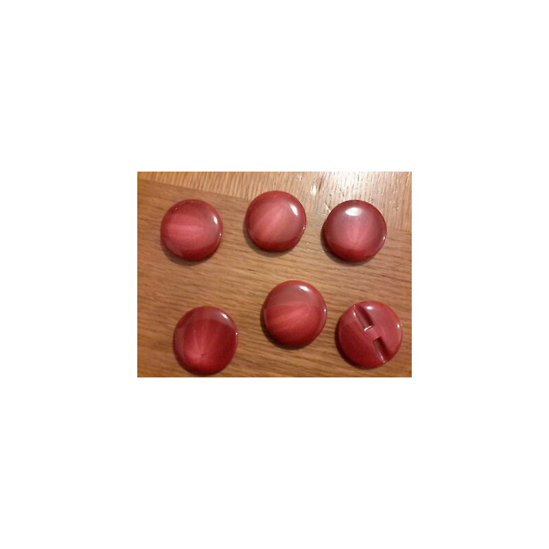 N. 6 Bottoni bellissimi rotondi in plastica colore rosso sfumato foro diet