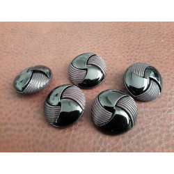 n 10 Bottoni rotondi in plastica colore nero e grigio foro dietro mm 25 ci