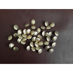 n 60 Bottoni rotondi in metallo colore oro con stemma foro dietro mm 15 ci
