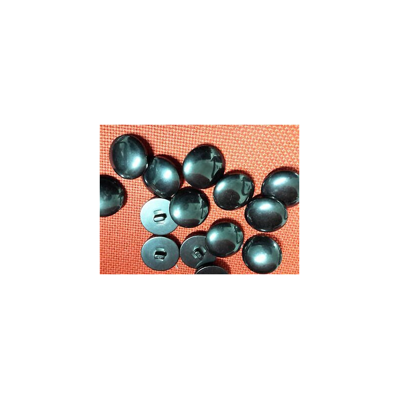 N. 10 Bottoni rotondi in plastica colore nero foro dietro mm 27 circa