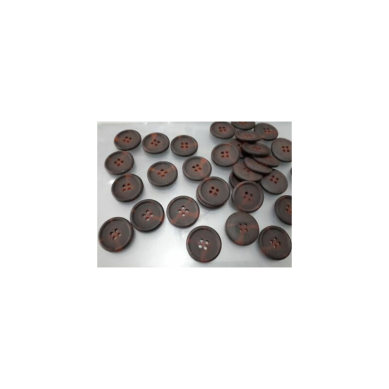N. 60 Bottoni rotondi in plastica colore marrone 4 fori mm 24 circa