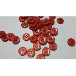 N. 10 Bottoni rotondi in plastica colore rosso chiaro 4 fori mm 14 circa