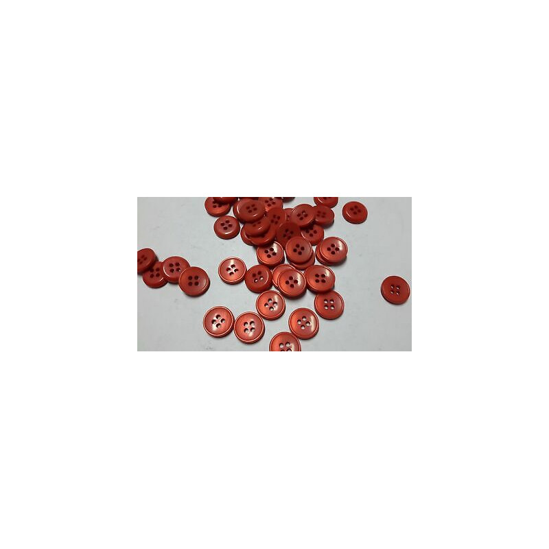 N. 10 Bottoni rotondi in plastica colore rosso chiaro 4 fori mm 14 circa