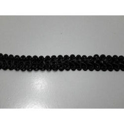 Metri 1 di Passamaneria in cotone lavorato nero alta mm 12