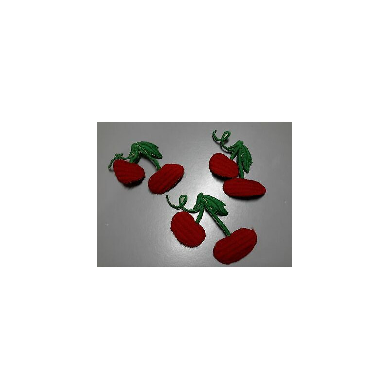 N.10 applicazioni a ciliegia in tessuto verde e rosso cm 5 da cucire