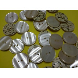 n 10 Bottoni rotondi plastica panna cm 2,8 2 fori effetto madre perla