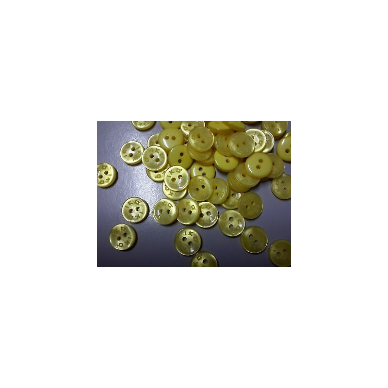 N. 10 Bottoni rotondi in plastica colore giallo 2 fori mm 11 circa