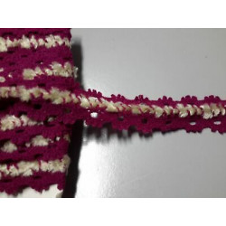 Metri 1 circa Passamaneria pizzo merletto in pelo fuxia e beige alta cm 3 