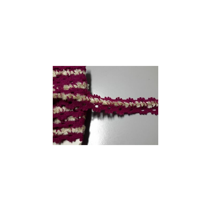Metri 1 circa Passamaneria pizzo merletto in pelo fuxia e beige alta cm 3 