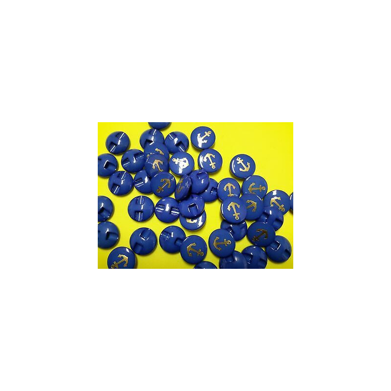 n 10 Bottoni bottoncini rotondi plastica bluette mm 14 foro dietro 