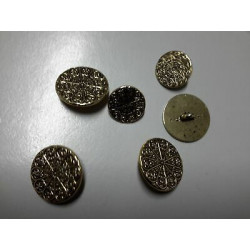 n 6 Bottoni rotondi metallo colore oro anticato cm 2 e cm 1,5 foro dietro