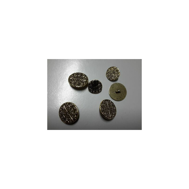 n 6 Bottoni rotondi metallo colore oro anticato cm 2 e cm 1,5 foro dietro