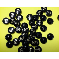 n 10 Bottoni bottoncini rotondi plastica nero mm 14 foro dietro 