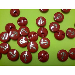 n 60 Bottoni bottoncini rotondi plastica rosso chiaro mm 14 foro dietro 