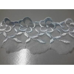 Metri 1 circa Passamaneria pizzo merletto azzurro e bianco alta cm 4 circa