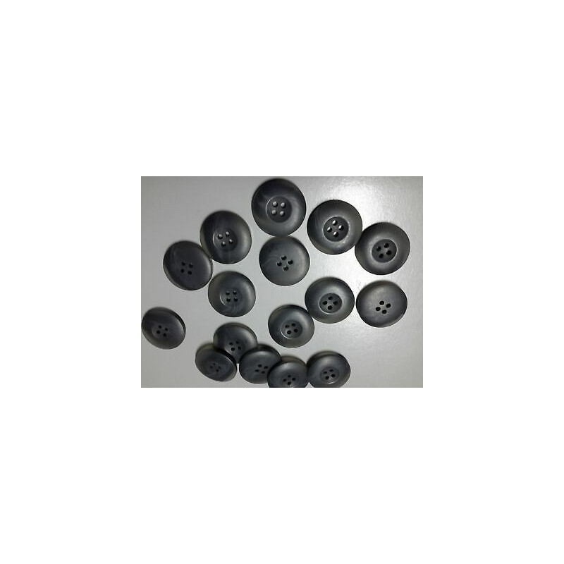 N. 10 Bottoni rotondi in plastica colore grigio 4 fori mm 28 circa