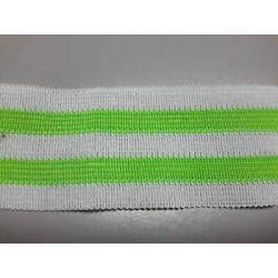 Metri 5 di Passamaneria in TESSUTO a righe bianco e verde fluo alta cm 3,3