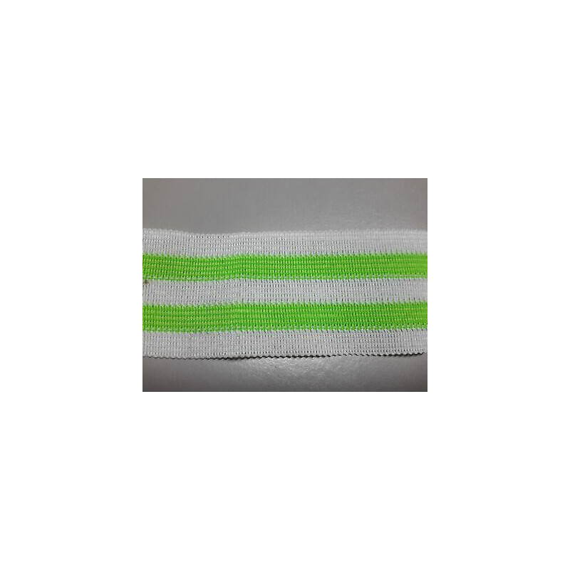 Metri 5 di Passamaneria in TESSUTO a righe bianco e verde fluo alta cm 3,3