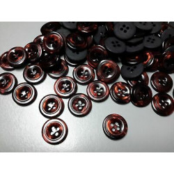 N. 60 Bottoni rotondi in plastica colore bordeaux 4 fori mm 15 circa
