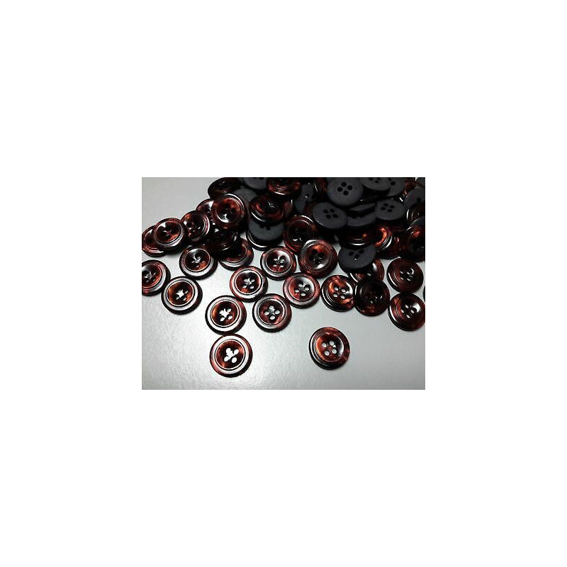 N. 60 Bottoni rotondi in plastica colore bordeaux 4 fori mm 15 circa